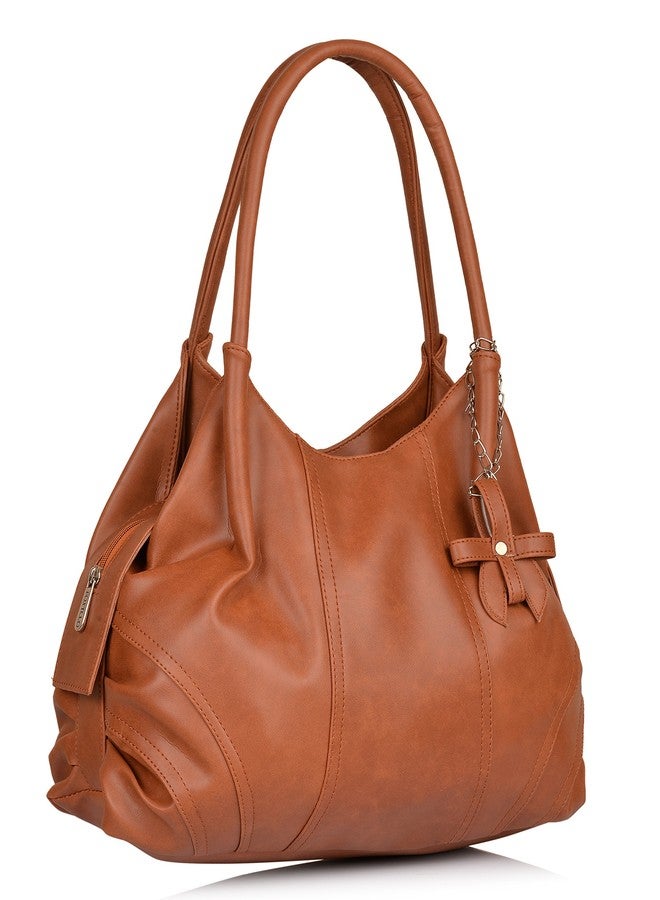Fostelo Women's Classics Satchel Tote Handbag for Women | Ladies Purse | Stylish Shoulder Bag | Gift For Women | Tan - Image 2