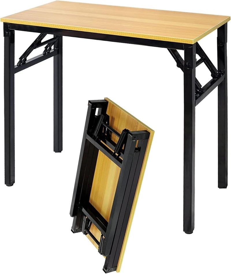 sulfar Folding Table Multi Functional Portable Desk With Adjustable Height Legs For Computer Camping, Garden, Picnic,Coffee,Bbq, Wood, Folding Desk 100×50×75Cm - Image 1