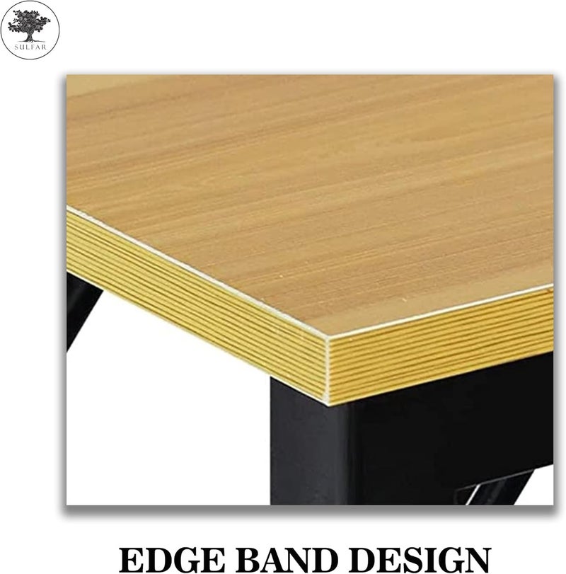 sulfar Folding Table Multi Functional Portable Desk With Adjustable Height Legs For Computer Camping, Garden, Picnic,Coffee,Bbq, Wood, Folding Desk 100×50×75Cm - Image 5