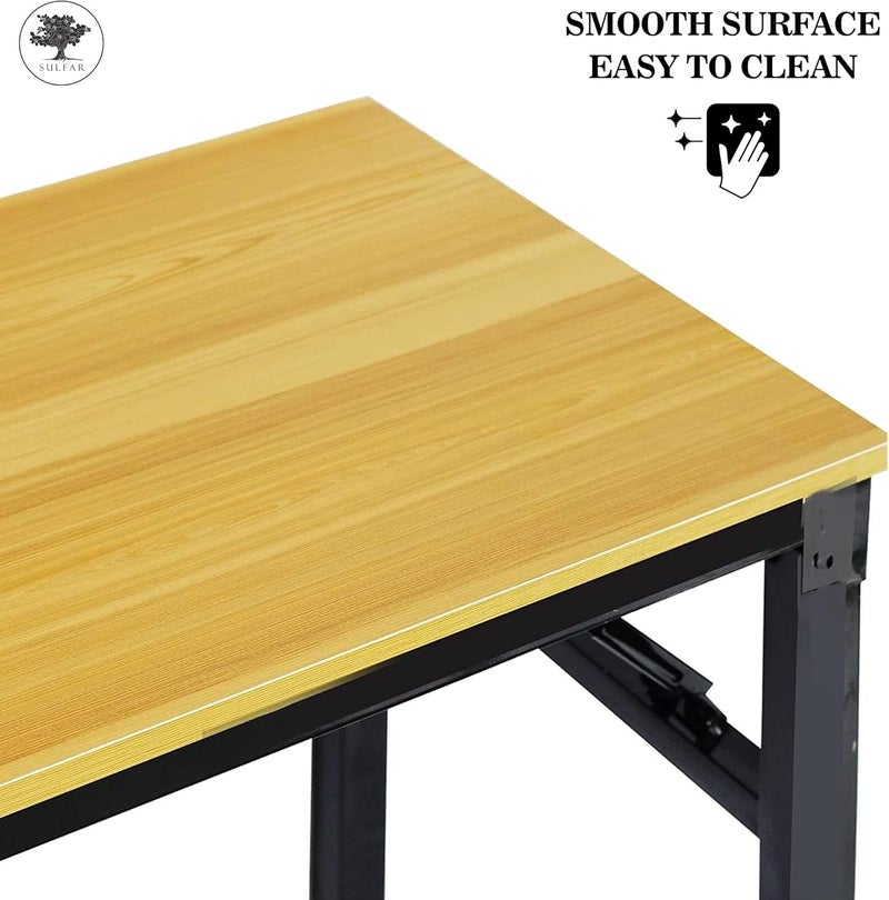 sulfar Folding Table Multi Functional Portable Desk With Adjustable Height Legs For Computer Camping, Garden, Picnic,Coffee,Bbq, Wood, Folding Desk 100×50×75Cm - Image 3