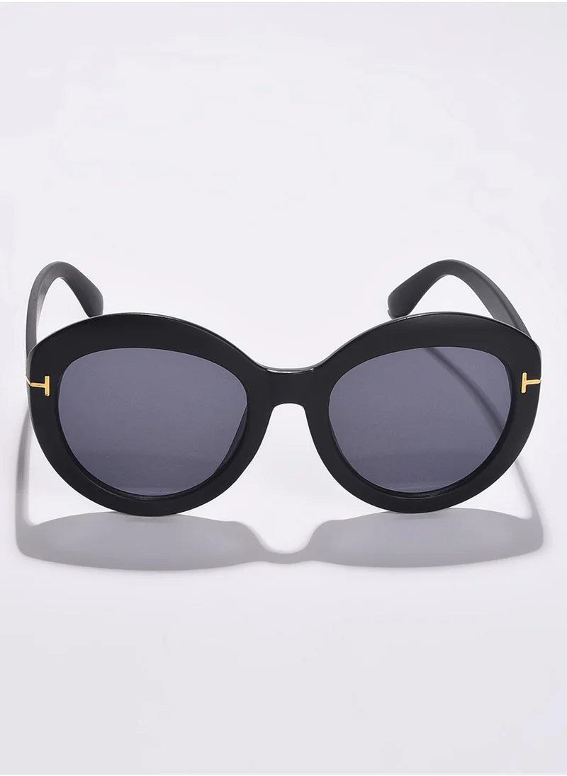 صوص هاوت Black Lens Black Oval Sunglasses