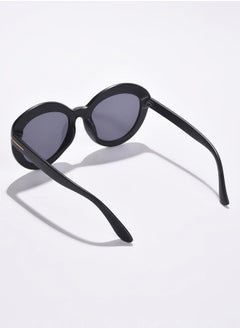 Haute Sauce Black Lens Black Oval Sunglasses  - Image 4