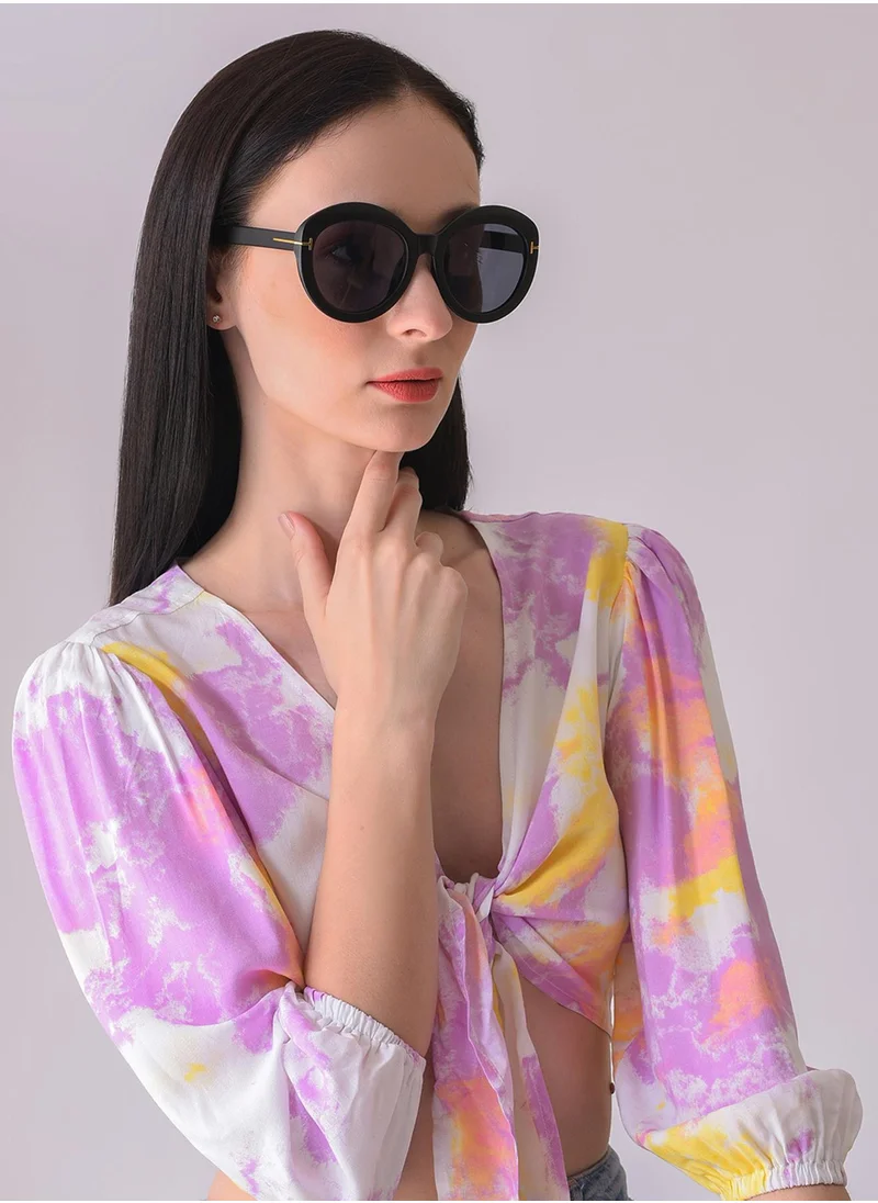 صوص هاوت Black Lens Black Oval Sunglasses