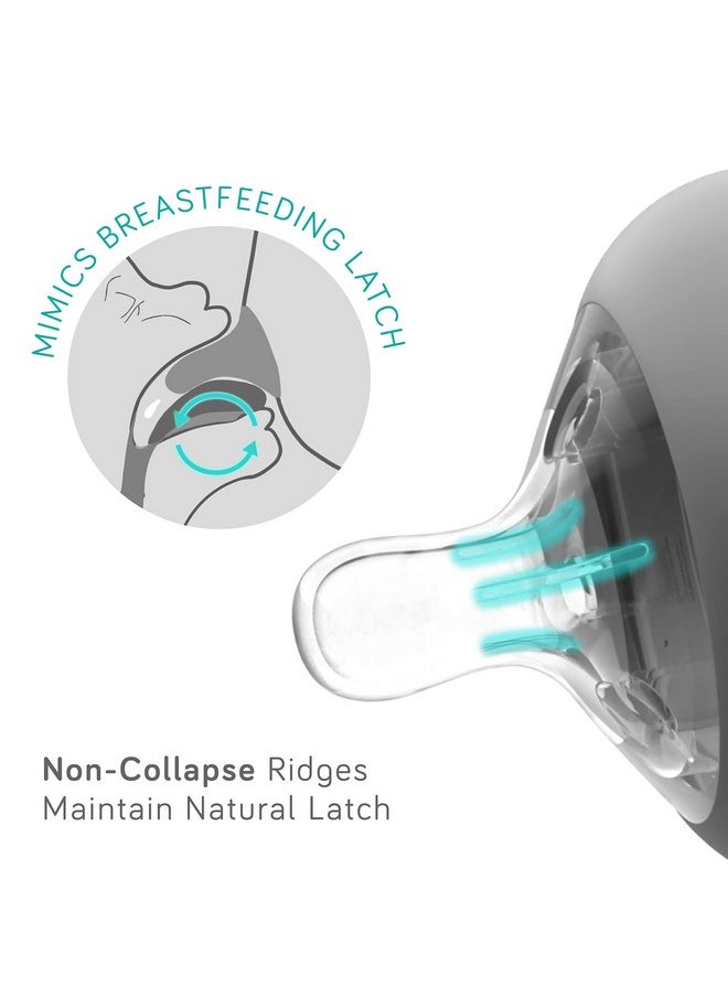 NANOBEBE - Nanobebe Flexy Silicone Baby Bottles, Anti-Colic, Natural Feel, Non-Collapsing Nipple, Non-Tip Stable Base, Easy To Clean - 3-Pack, Teal, 9 Oz - Image 1