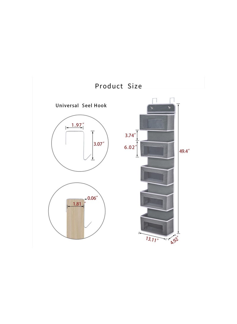 Generic - Over the Door Hanging Organizer 5 Large Pockets Over The Door Wall Mount Wall Mount Storage Hooks Bathroom Dorm Clothes - Image 1