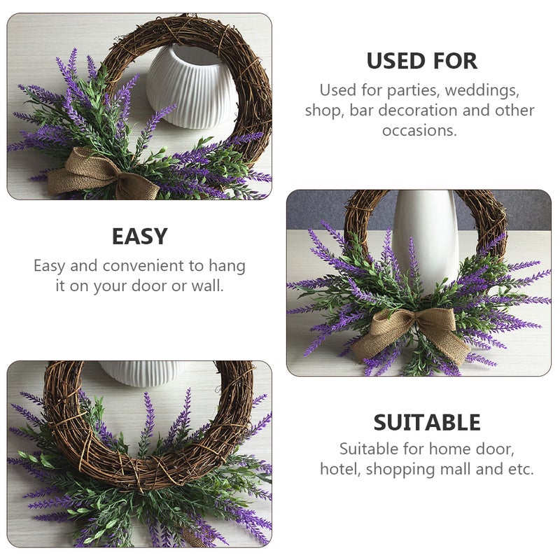 Artificial Lavender Wreath Pastoral Style Garland Door Hanging Garland Decor - Image 4
