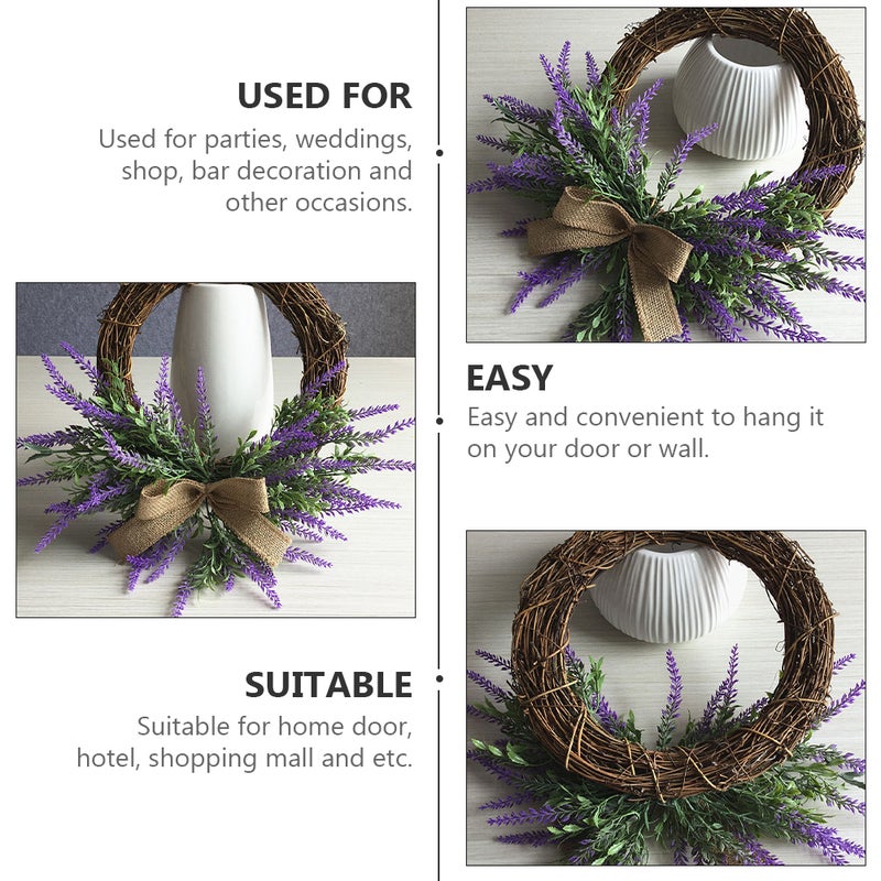 Artificial Lavender Wreath Pastoral Style Garland Door Hanging Garland Decor - Image 5