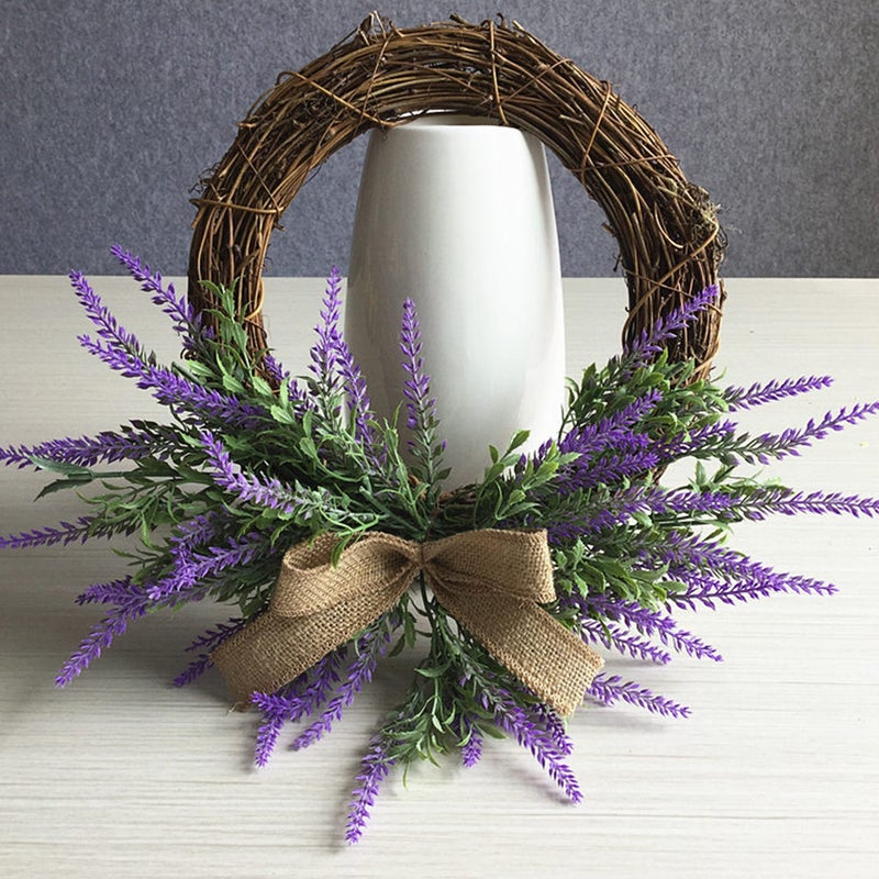 Artificial Lavender Wreath Pastoral Style Garland Door Hanging Garland Decor - Image 2