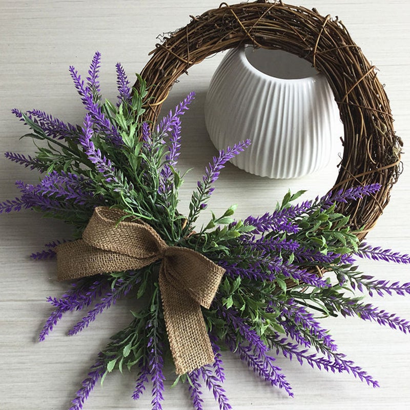 Artificial Lavender Wreath Pastoral Style Garland Door Hanging Garland Decor - Image 3