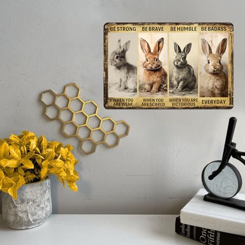 Yoecod Rabbit Decor Bunny Metal Tin Signs Funny Home Wall Decor Rabbit Wall Art Rabbit Christmas Gifts Bunny Room Decor Motivational Quotes Sign 8x12 Inch - Image 4