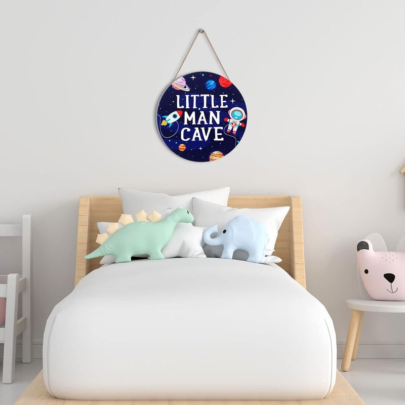 Geelin Space Themed Room Wall Decor for Boys Outer Space Astronaut Nursery Bedroom Decor Wooden Plaque Hanging Art Decoration for Kids Toddler Playroom Door Decorations Birthday Gift Astronaut - Image 2