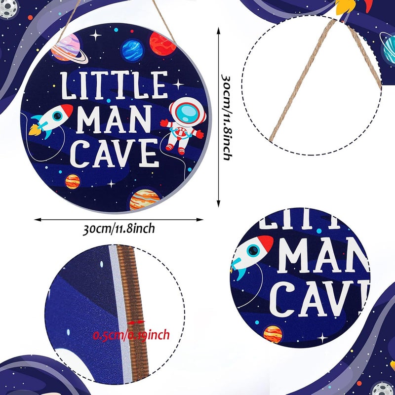 Geelin Space Themed Room Wall Decor for Boys Outer Space Astronaut Nursery Bedroom Decor Wooden Plaque Hanging Art Decoration for Kids Toddler Playroom Door Decorations Birthday Gift Astronaut - Image 3