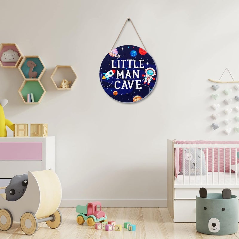 Geelin Space Themed Room Wall Decor for Boys Outer Space Astronaut Nursery Bedroom Decor Wooden Plaque Hanging Art Decoration for Kids Toddler Playroom Door Decorations Birthday Gift Astronaut - Image 5