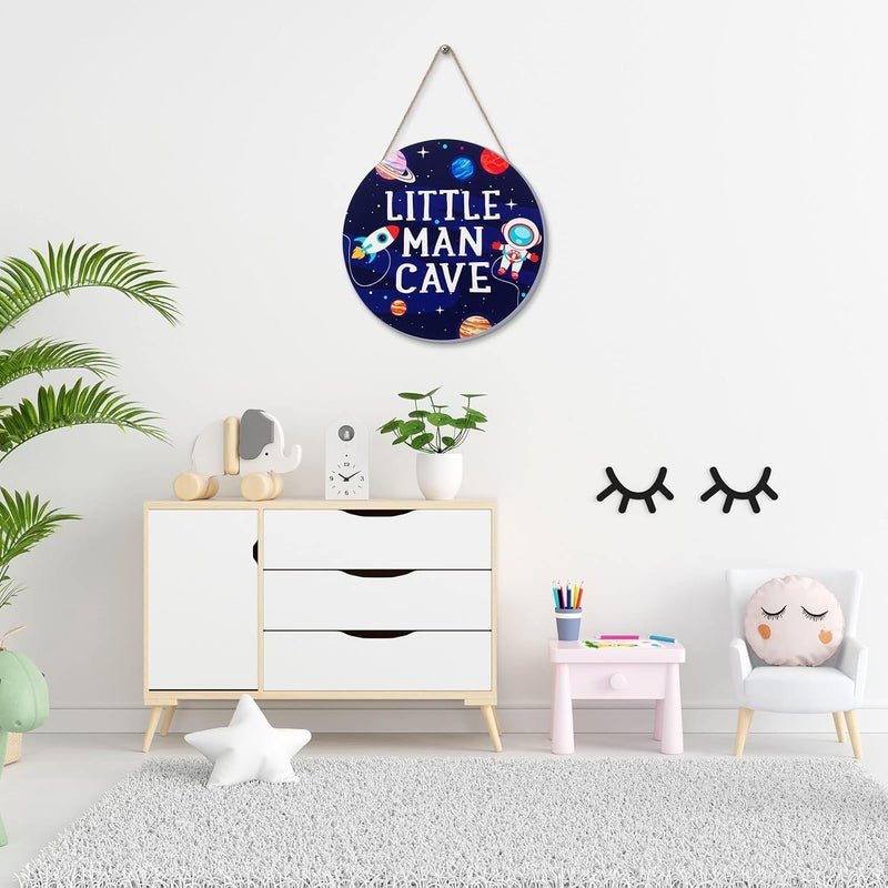 Geelin Space Themed Room Wall Decor for Boys Outer Space Astronaut Nursery Bedroom Decor Wooden Plaque Hanging Art Decoration for Kids Toddler Playroom Door Decorations Birthday Gift Astronaut - Image 4