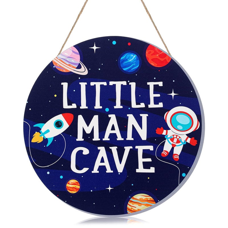 Geelin Space Themed Room Wall Decor for Boys Outer Space Astronaut Nursery Bedroom Decor Wooden Plaque Hanging Art Decoration for Kids Toddler Playroom Door Decorations Birthday Gift Astronaut - Image 1