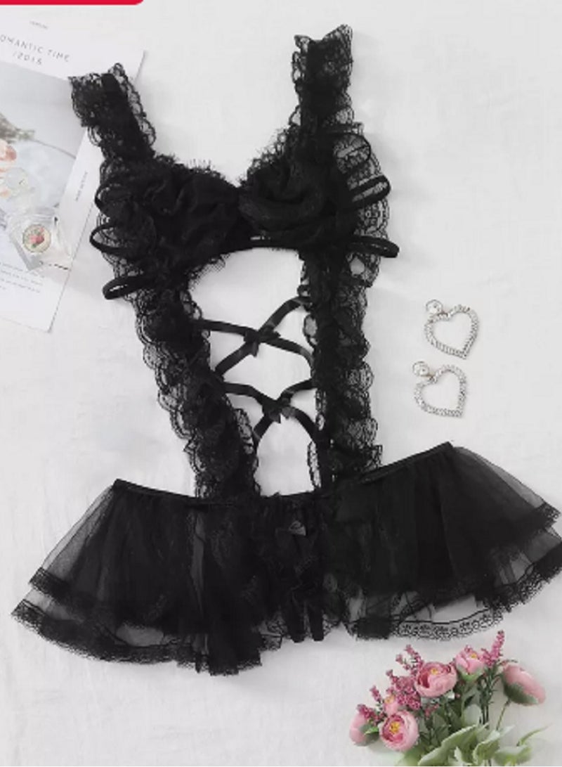 MANIKAN Manikan tulle and lace mesh bodysuit with cufflinks  - Image 1