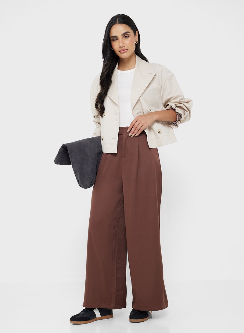 بنطلون واسع بخصر مرتفع