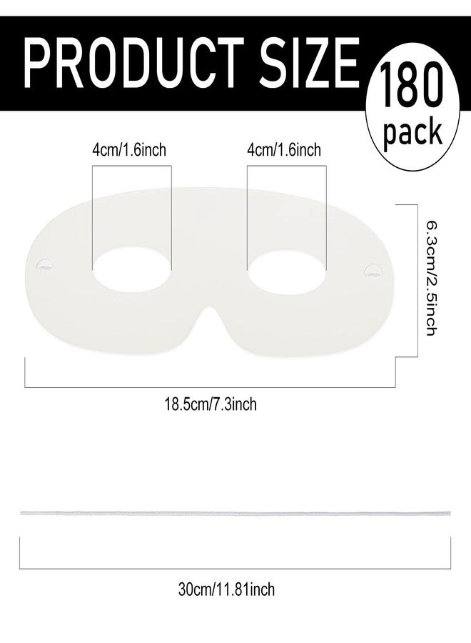 Vinsot 180 Pack White Paper Eye Masks Plain Masquerade Die Cut Blank Mask Paintable Craft Paper Costume with Elastic Ropes for Cosplay Mardi Gras Halloween Party - Image 2