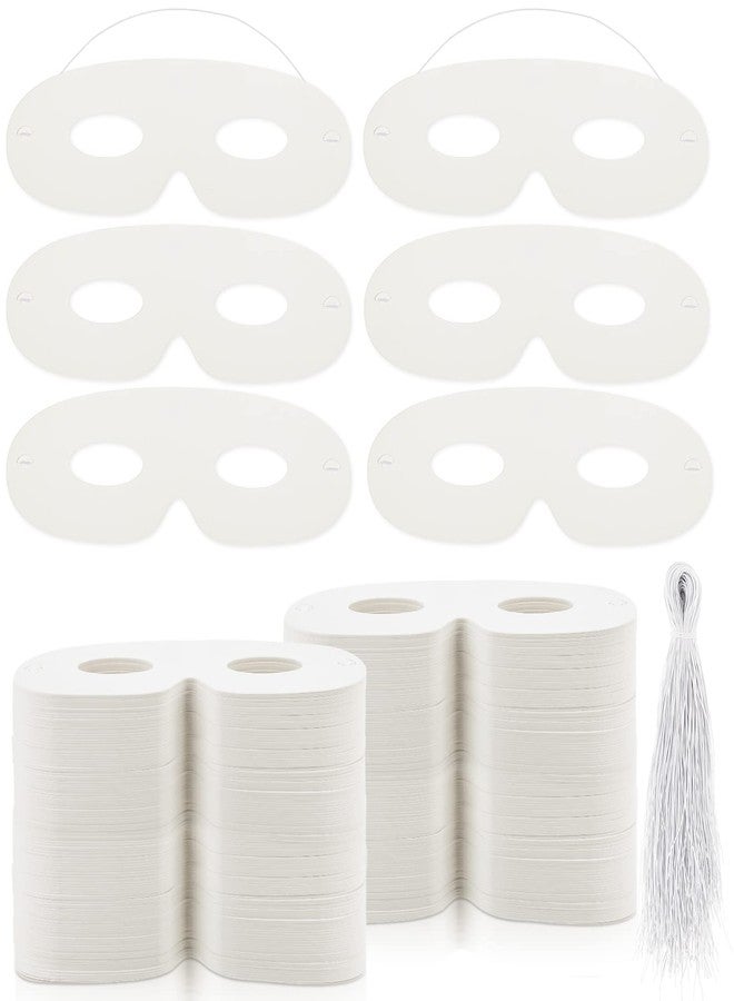 Vinsot 180 Pack White Paper Eye Masks Plain Masquerade Die Cut Blank Mask Paintable Craft Paper Costume with Elastic Ropes for Cosplay Mardi Gras Halloween Party - Image 1