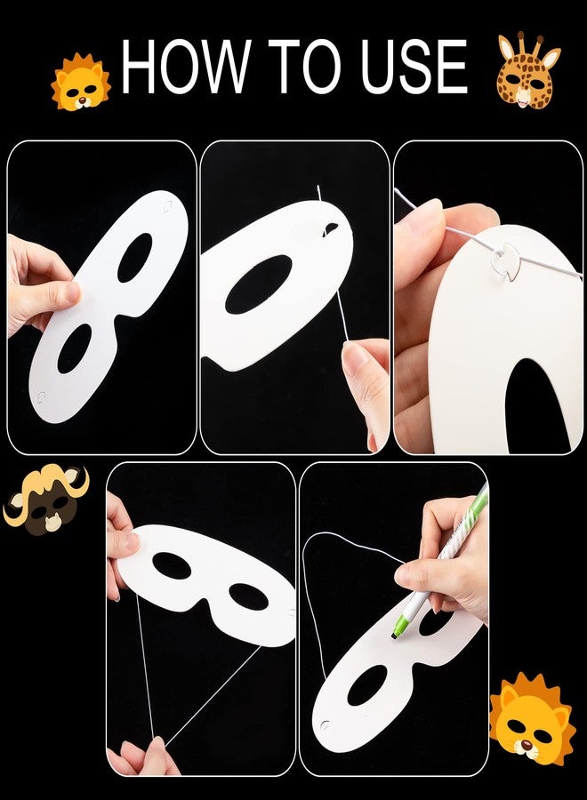 Vinsot 180 Pack White Paper Eye Masks Plain Masquerade Die Cut Blank Mask Paintable Craft Paper Costume with Elastic Ropes for Cosplay Mardi Gras Halloween Party - Image 3