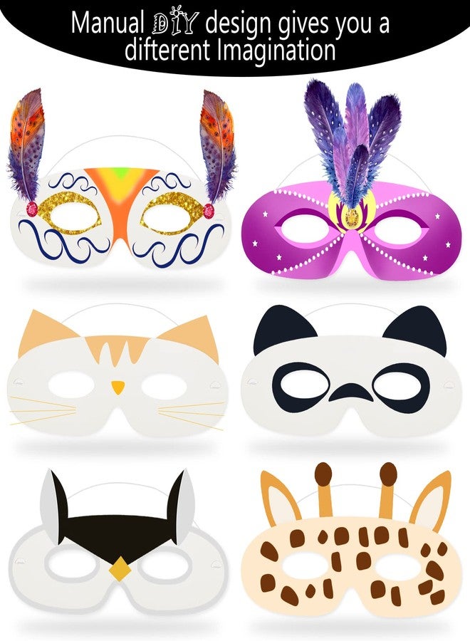 Vinsot 180 Pack White Paper Eye Masks Plain Masquerade Die Cut Blank Mask Paintable Craft Paper Costume with Elastic Ropes for Cosplay Mardi Gras Halloween Party - Image 5