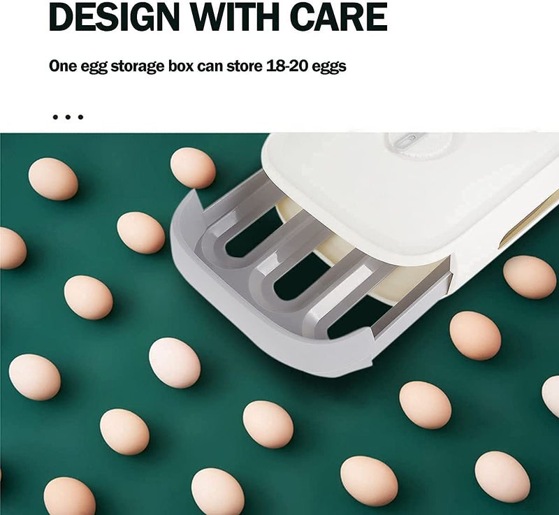 tgopit Drawer Type Egg Box Storage Containers Plastic Box With Lid Storage Egg Refrigerator Organizer Drawer Egg Tray Egg Holder Refrigerator Crisper Egg Case Egg Container for Cabinet White - Image 5