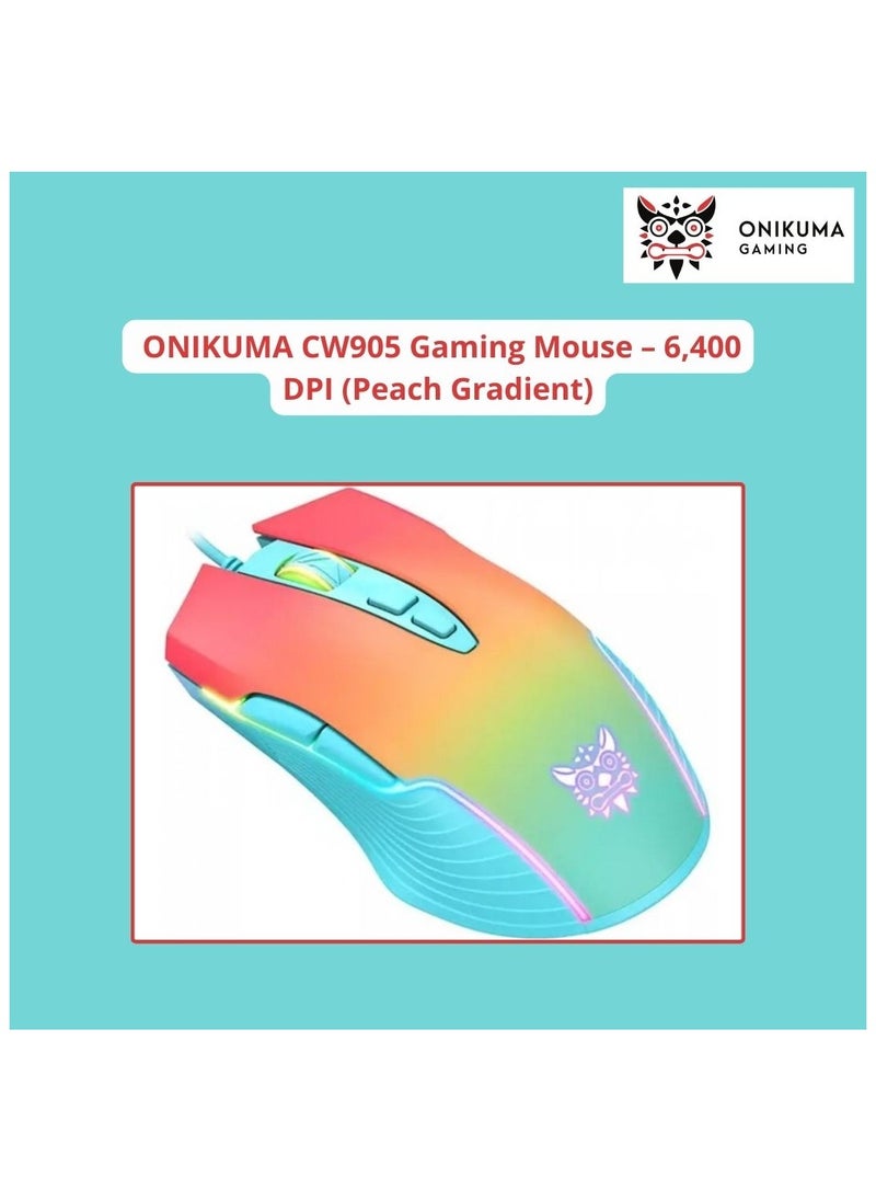 onikuma - ONIKUMA CW905 Gaming Mouse – 6,400 DPI (Peach Gradient) - Image 1