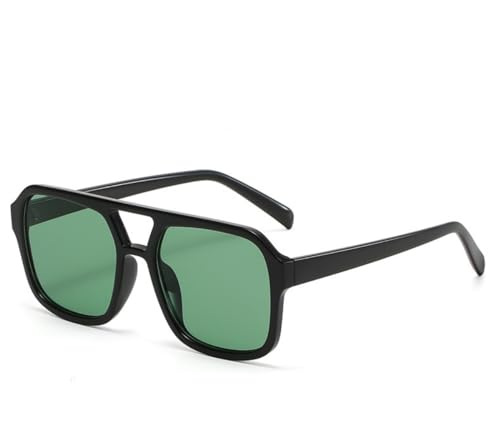 IKUVNA Retro 70s Square Aviator Sunglasses Women Men Vintage Rectangle Sunglasses Flat Frame Trendy Shades (Green) - Image 1