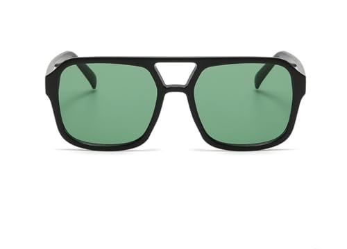 IKUVNA Retro 70s Square Aviator Sunglasses Women Men Vintage Rectangle Sunglasses Flat Frame Trendy Shades (Green) - Image 2