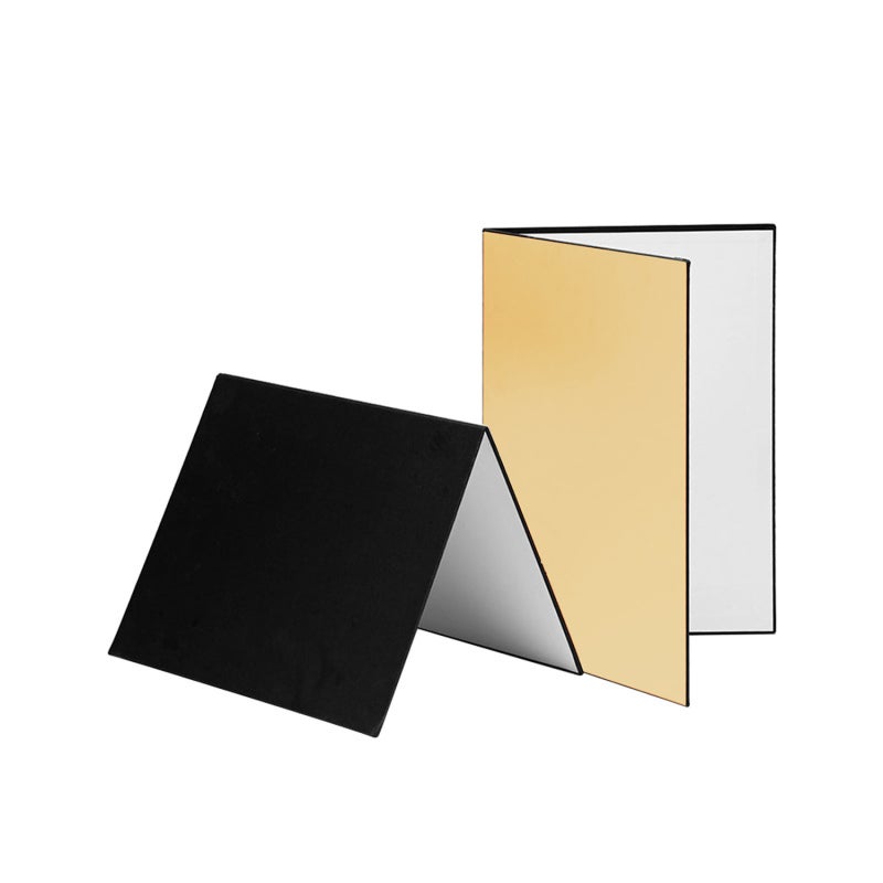 Photography Reflective Board A3 Gold 3-In-1 Reversible Light Control - Foldable Freestanding Design Photography Paperboard for Desktop Still Life, Jewelry, Food & Cosmetic Photography - Image 1