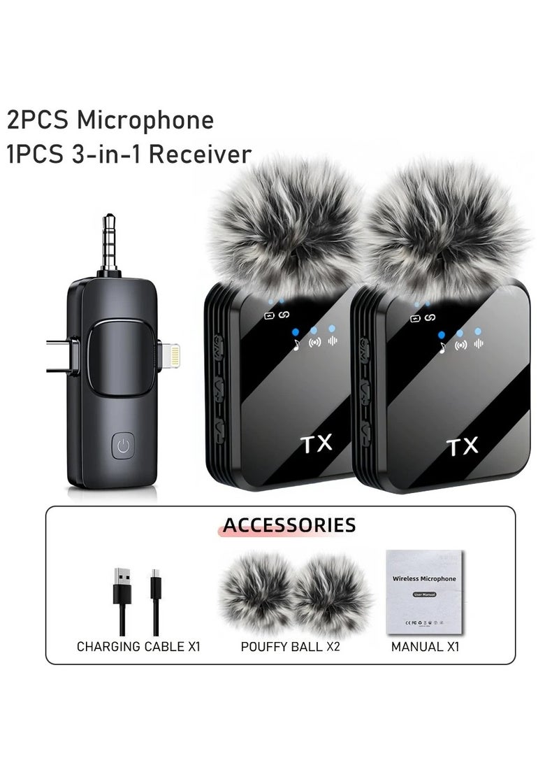 DIGI CORE 3-in-1 Wireless Lavalier Microphone for iPhone & Android, Noise Reduction Clip-On Mic for Video Recording, Vlogging & Live Streaming, Plug & Play, No Bluetooth or App Required, 100M Transmission, 18H Battery Life - Image 3