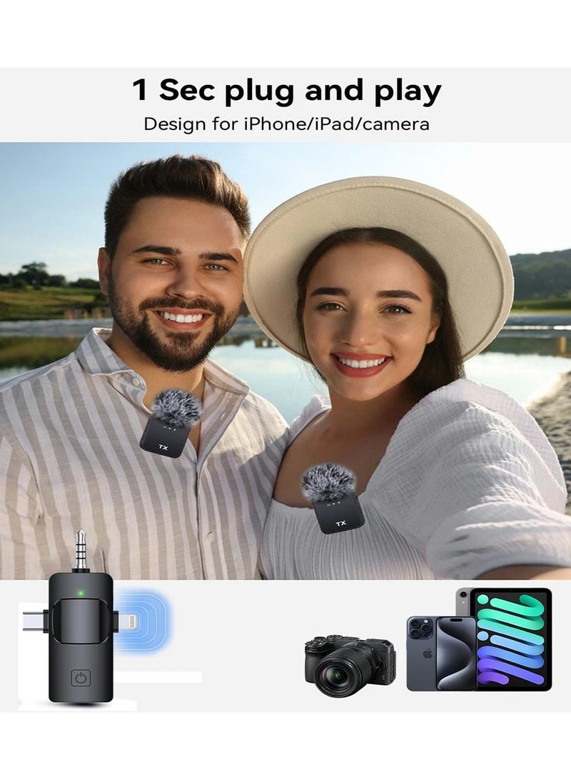 DIGI CORE 3-in-1 Wireless Lavalier Microphone for iPhone & Android, Noise Reduction Clip-On Mic for Video Recording, Vlogging & Live Streaming, Plug & Play, No Bluetooth or App Required, 100M Transmission, 18H Battery Life - Image 5