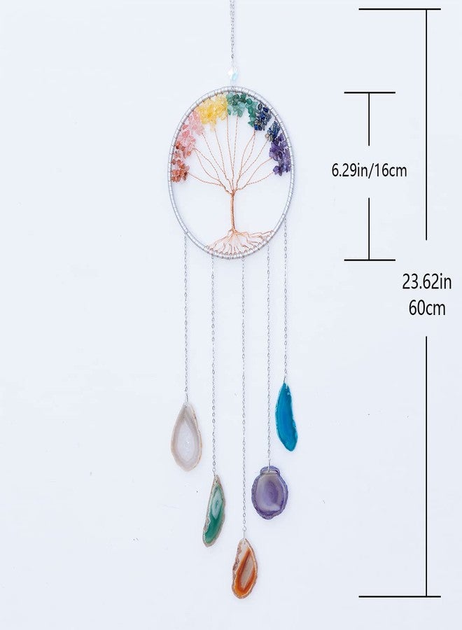 Dreamsum Gem Dream Catchers Agates 7 Chakra Gemstone Wall Hangings Tree of Life Meditation Ornament Home Chakra Feng Crystals Decor Stone… - Image 3