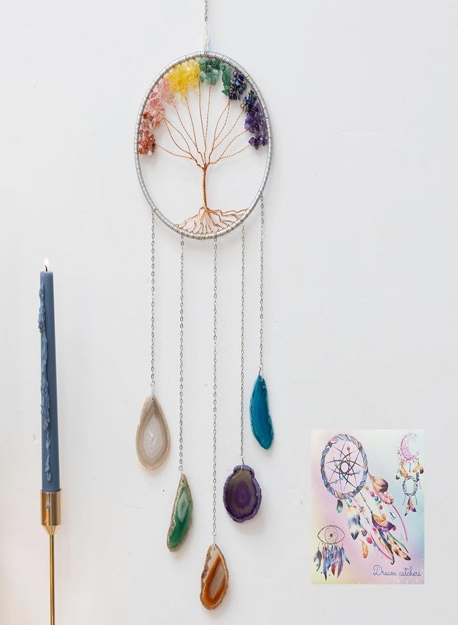 Dreamsum Gem Dream Catchers Agates 7 Chakra Gemstone Wall Hangings Tree of Life Meditation Ornament Home Chakra Feng Crystals Decor Stone… - Image 1