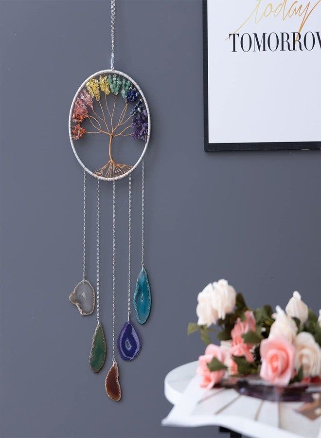 Dreamsum Gem Dream Catchers Agates 7 Chakra Gemstone Wall Hangings Tree of Life Meditation Ornament Home Chakra Feng Crystals Decor Stone… - Image 5