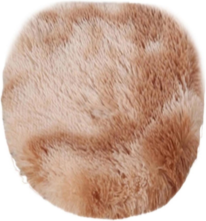Insun Soft Fluffy Toilet Seat Cover, Washable Absorbent Lid Cover, Adjustable Non Slip Backing for Most Bathroom Toilet Lids Tie-Dyed Dark Camel 17.7" x 19.7" - Image 2