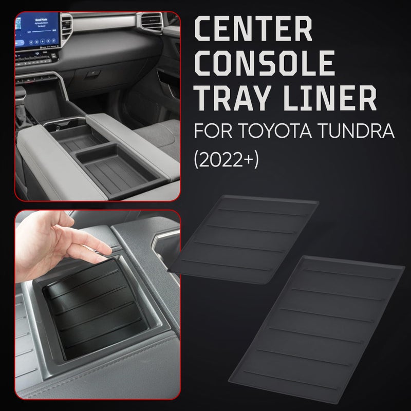AJT DESIGN Center Console Tray Liner for Toyota Tundra (2022+) & Sequoia (2023+) | Non-Slip Mat & Anti-Rattle Center Console Organizer Tray - 2 Piece | Easy Installation-Made in USA - Image 3