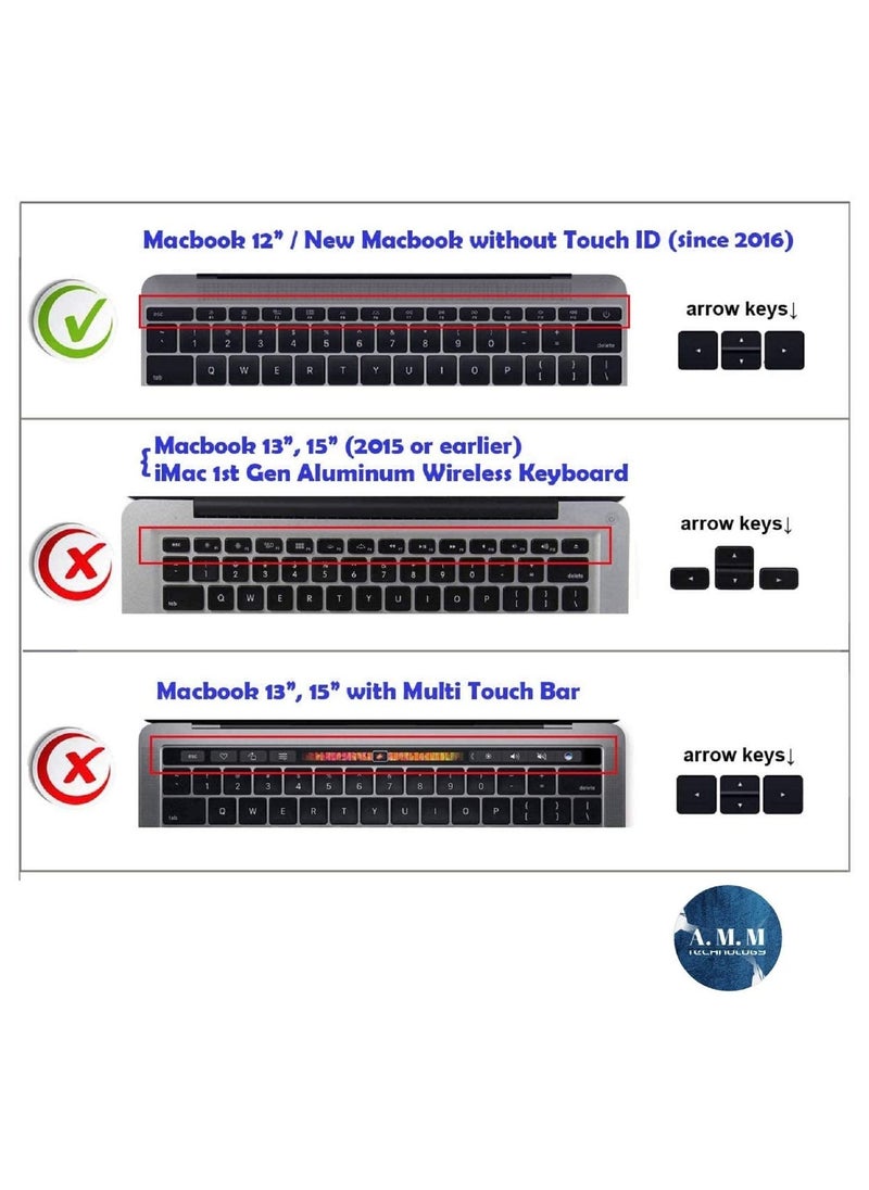 AMM - Arabic Language Keyboard Cover Skin for MacBook Pro 13" A1708/A1988 No Touch Bar (2016 2017) MacBook Retina 12"A1534/A1931 US Layout Keyboard Protector Black - Image 1