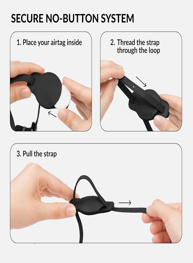 CollarDirect Airtag Cat Colar with QR Tag and Bell - Leather Cat Collar with Airtag Holder and Elastic Strap for Kittens, Small Large Cats - Collar for Girl Boy Cats (Black, Neck Size 8"-11") - Image 4