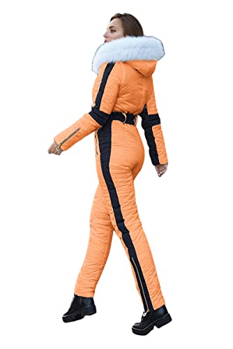 Yousify Womens Winter Onesie Ski Jumpsuits Outdoor Sports Waterproof Snowsuit Removable Faux Fur Collar Coat Jumpsuit - Image 3