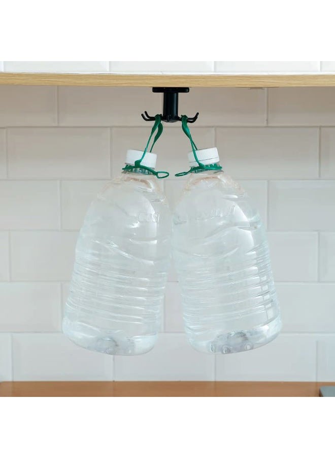 EigPluy 2pcs Under Cabinet Kitchen Utensil Hooks,360° Rotating Drilling Free Adhesive Utensils Hanging Rack for Tools/Towel/Knife (Black) - Image 5