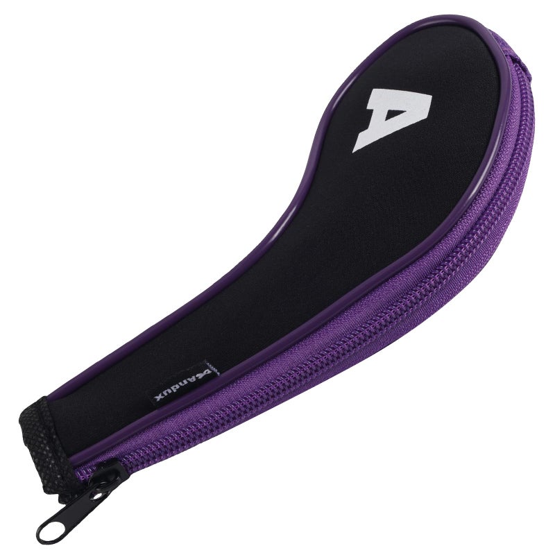 Andux 12pcs/Set Golf Iron Club Head Covers Number Print Long Neck with Zipper Black/Purple - Image 2