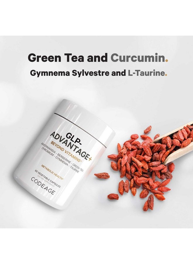 Codeage - Codeage GLP-Advantage+ Supplement - Metabolic & GLP-1 Activity Support - Chromium, Berberine, Green Tea, Gymnema, Curcumin, Taurine, Resveratrol - Weight Management & Gut Health, Non-GMO - 60 Capsules - Image 1