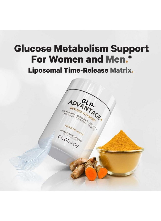 Codeage - Codeage GLP-Advantage+ Supplement - Metabolic & GLP-1 Activity Support - Chromium, Berberine, Green Tea, Gymnema, Curcumin, Taurine, Resveratrol - Weight Management & Gut Health, Non-GMO - 60 Capsules - Image 1