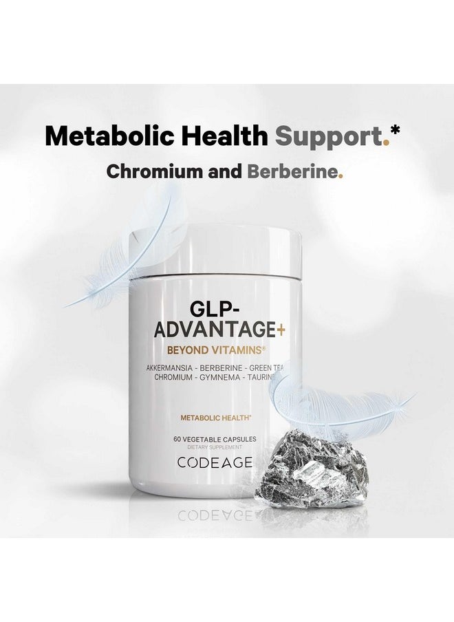 Codeage - Codeage GLP-Advantage+ Supplement - Metabolic & GLP-1 Activity Support - Chromium, Berberine, Green Tea, Gymnema, Curcumin, Taurine, Resveratrol - Weight Management & Gut Health, Non-GMO - 60 Capsules - Image 1