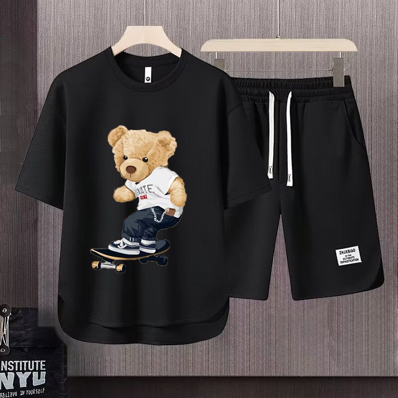 Bear American Style Retro Cartoon Short-Sleeved T-Shirt Men'S Loose Ins Trendy Street Style Hip Hop Oversize Suit Trend - Image 4