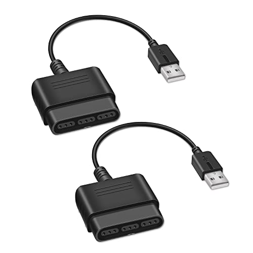Xahpower 2 Pack PS2 Controller to USB Adapter Converter Cable, Compatible with Sony PS1/PS2 Controller Gamepad to PS3/PC Controller - Image 1
