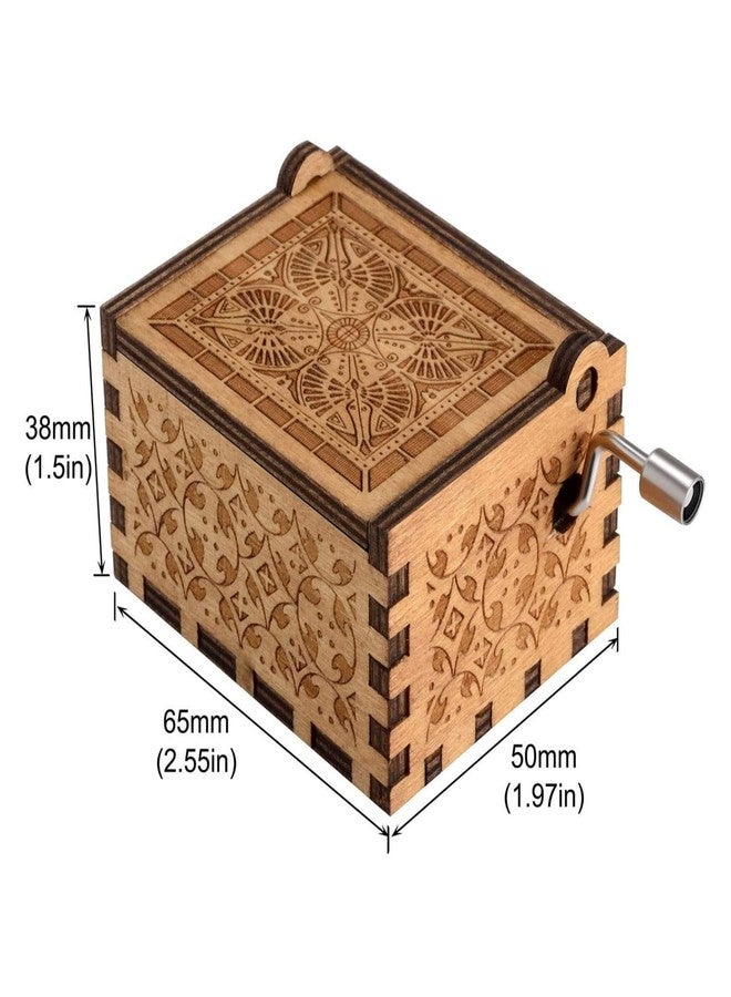 CaajuWooden HP Music Box,Hand Crank Classic Antique Carved Wood Musical Boxes Birthday for Kids Children (HP Brown Music Box) - Image 5