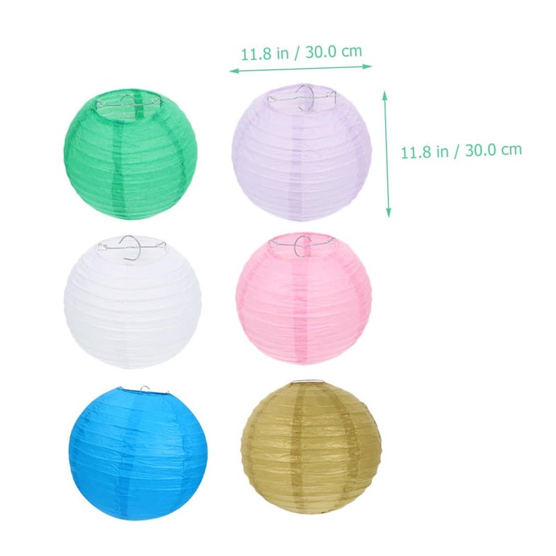 6Pcs Round Paper Lanterns For Wedding Party Decoration White 10 Inch - Image 3