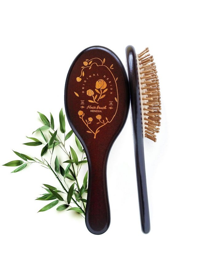 menesia Menesia Brown Bamboo Hair Brush - Wooden Paddle Brush for Hair Growth, Scalp Massage and Healthier Hair - Bamboo Hairbrush for Men and Women (rose)  - Image 1